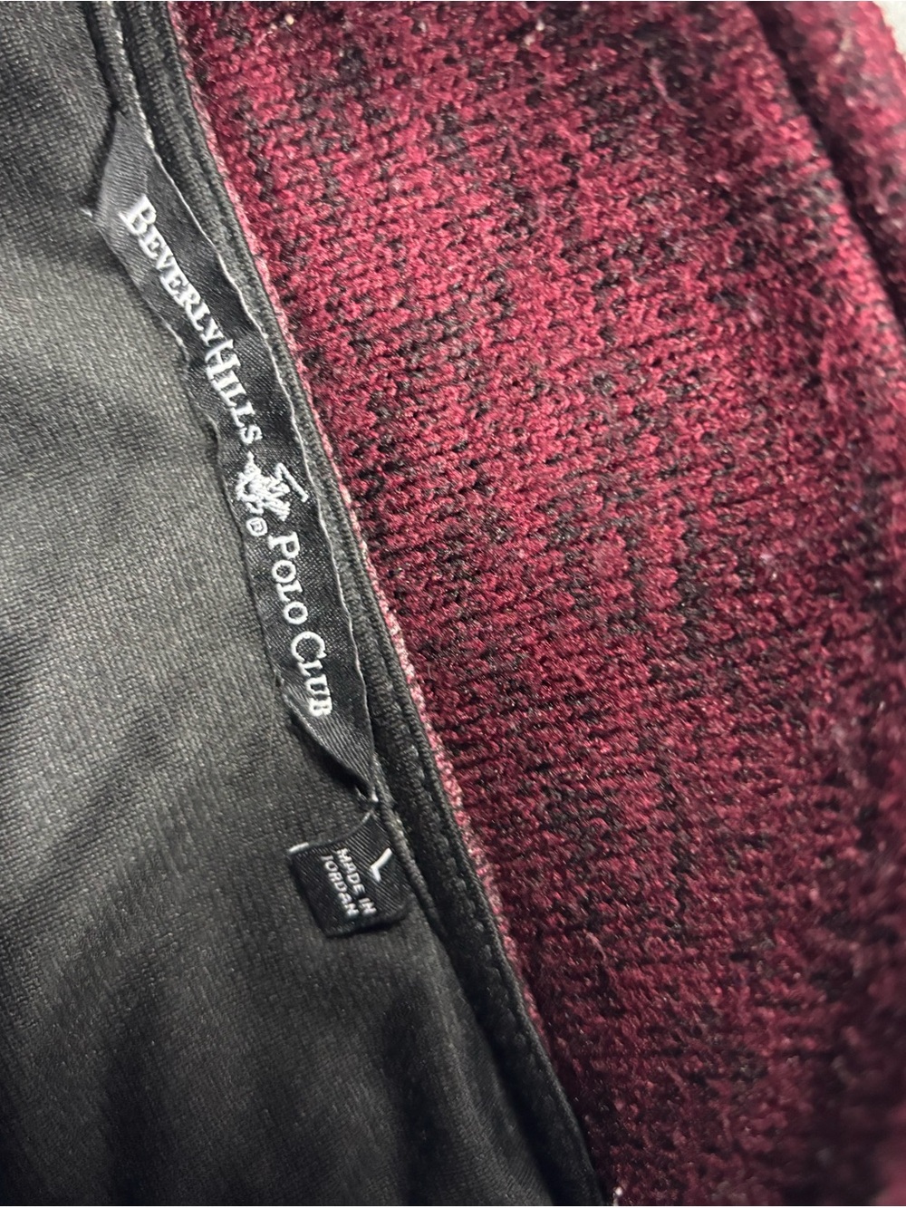 Beverly Hills Polo Club Men's Zip-Up Sweater - Burgundy Heather - Picture 3 of 5